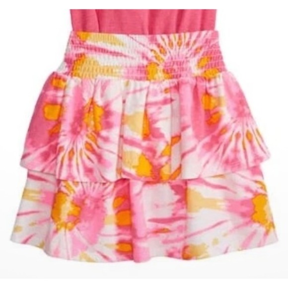 Cabana by Crown & Ivy ruffled mini Skirt  Tie Dye Ruffle Pink S‎ - Picture 1 of 6